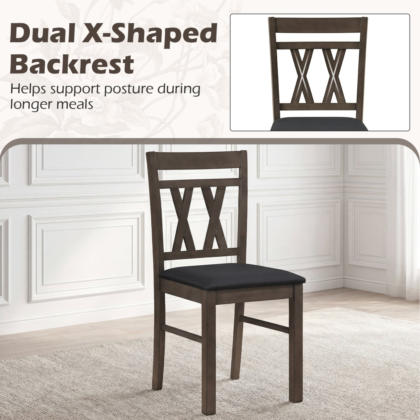 Upholstered Dining Chairs Set of 2 - Linen Style Gray