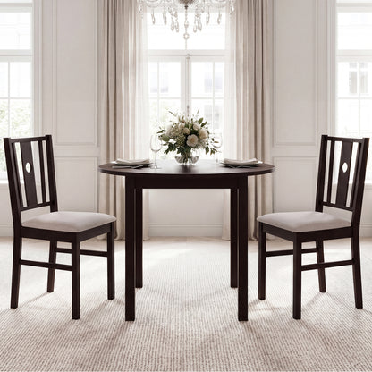 Rubber Wood Dining Chairs with Padded Fabric Seat, Set of 2