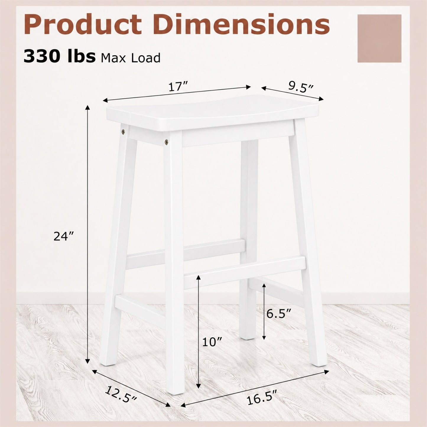 Saddle-Seat Counter Height Stools Set of 2 with Footrests