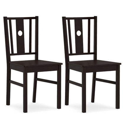 Solid Rubber Wood Dining Chairs Set of 2 with Slatted Back