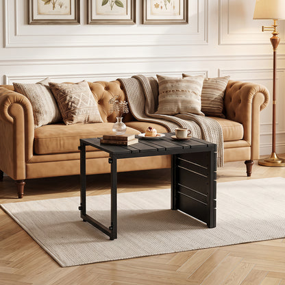 C-Shaped Side Table Set of 2 with Wood-Plastic Top