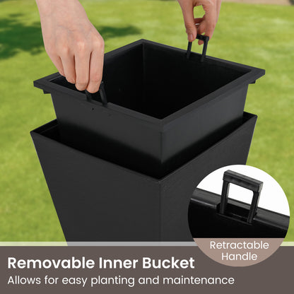 Square Taper Planter with Self-Watering System - Set of 2