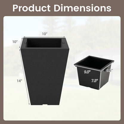 Square Taper Planter with Self-Watering System - Set of 2