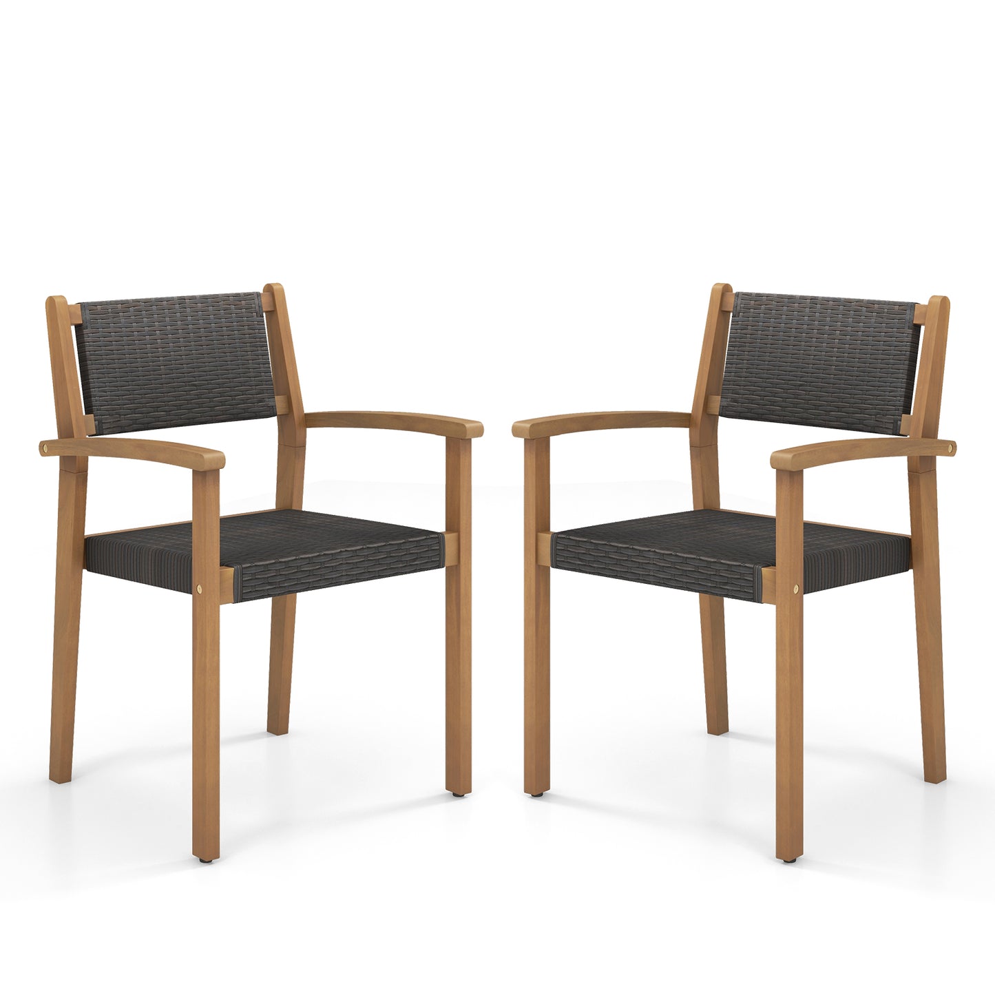 Set of 2 Stackable Outdoor Wicker Dining Chair