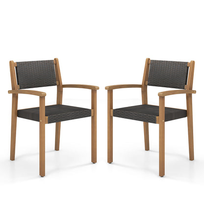 Set of 2 Stackable Outdoor Wicker Dining Chair