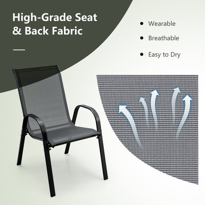 Set of 2 Stackable Patio Dining Chairs Set with Armrest