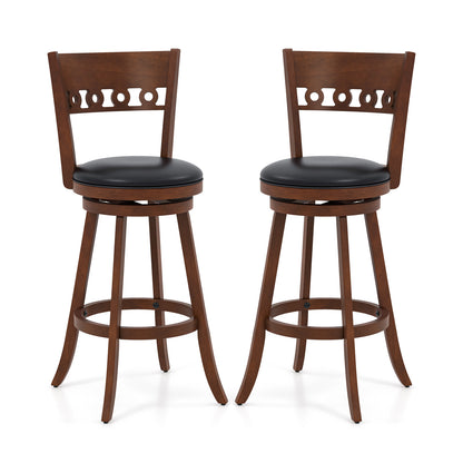 Set of 2 Swivel Bar Stools with Rubber Wood Frame-30.5 inches - 30.5 Inches