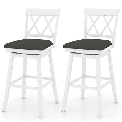 Set of 2 Swivel Bar Stools Counter Height Barstools with Backrest Upholstered Seat Cushion-29 Inches