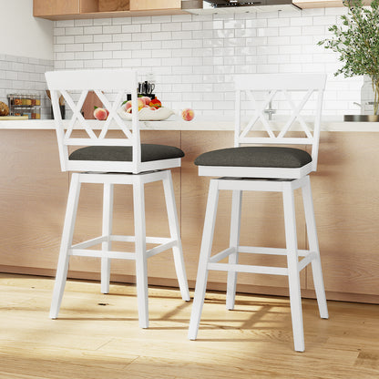 Set of 2 Swivel Bar Stools Counter Height Barstools with Backrest Upholstered Seat Cushion-29 Inches