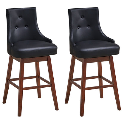 2 Pieces 29 Inch Pub Height Swivel Upholstered Bar Stools with Wood Legs-29 inches