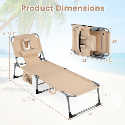 Adjustable Tanning Chaise Lounge Set of 2 with Face Hole