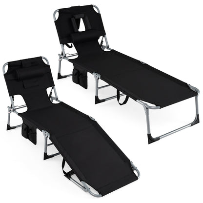Adjustable Tanning Chaise Lounge Set of 2 with Face Hole