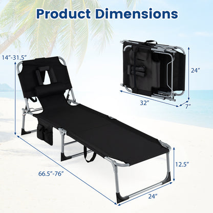 Adjustable Tanning Chaise Lounge Set of 2 with Face Hole