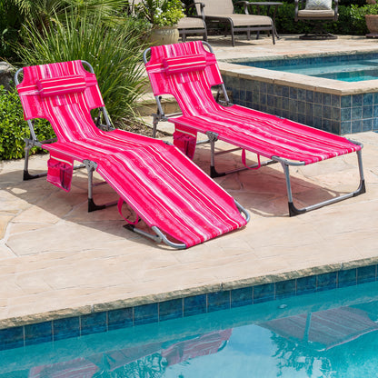 Adjustable Tanning Chaise Lounge Set of 2 with Face Hole