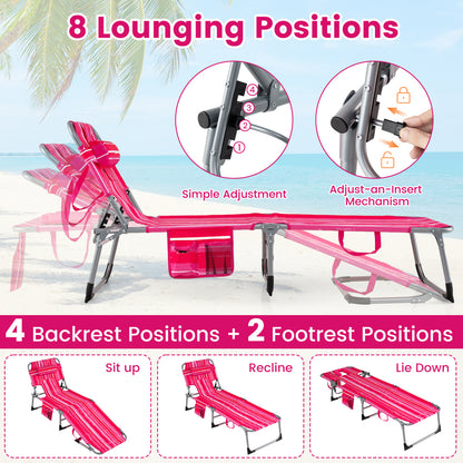 Adjustable Tanning Chaise Lounge Set of 2 with Face Hole