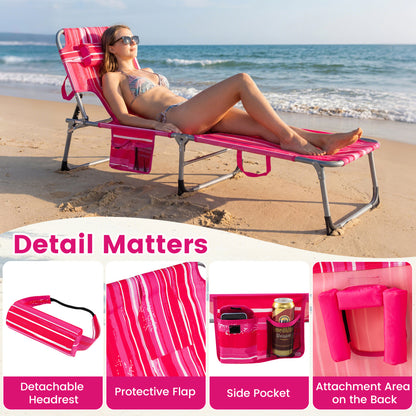 Adjustable Tanning Chaise Lounge Set of 2 with Face Hole