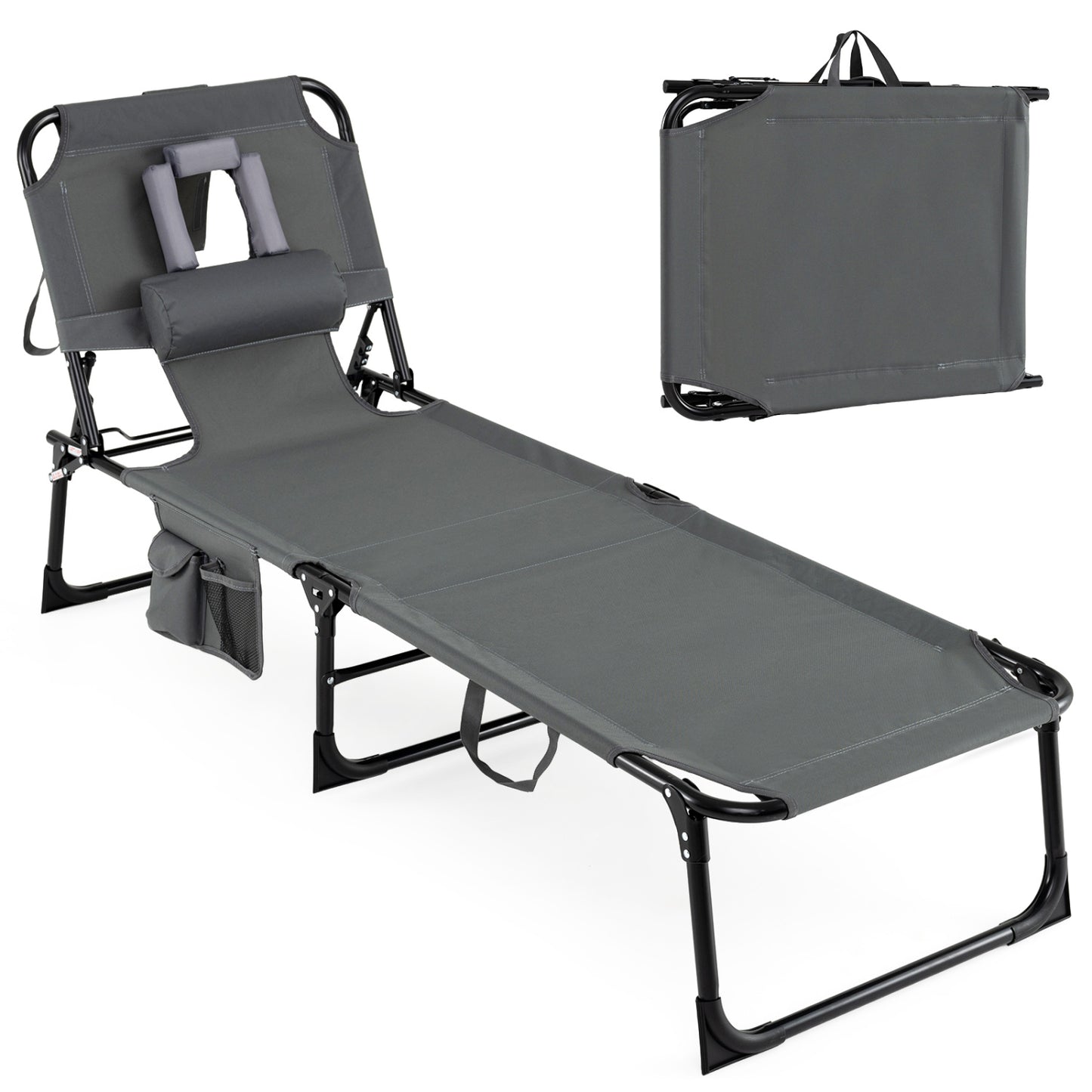 Adjustable Tanning Chaise Lounge Set of 2 with Face Hole