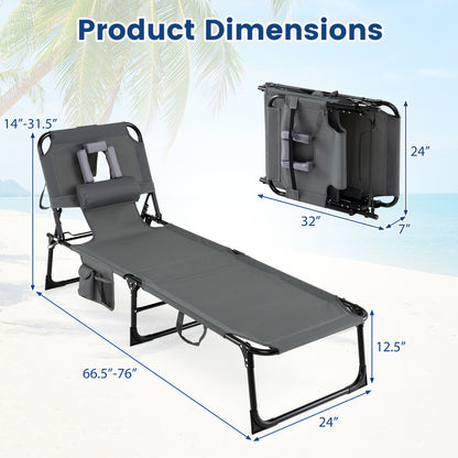 Adjustable Tanning Chaise Lounge Set of 2 with Face Hole