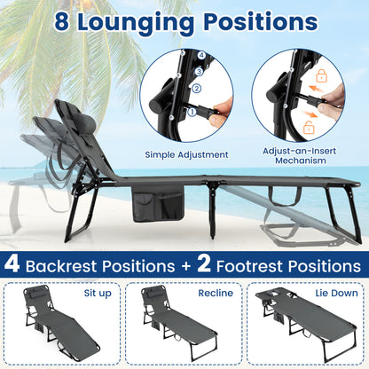 Adjustable Tanning Chaise Lounge Set of 2 with Face Hole