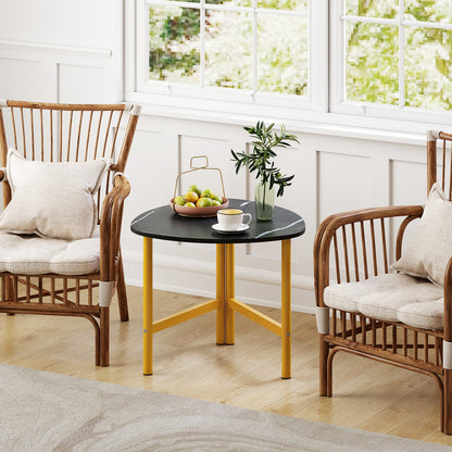 Set of 2 Triangle Coffee Table Oval with Metal Legs-Black