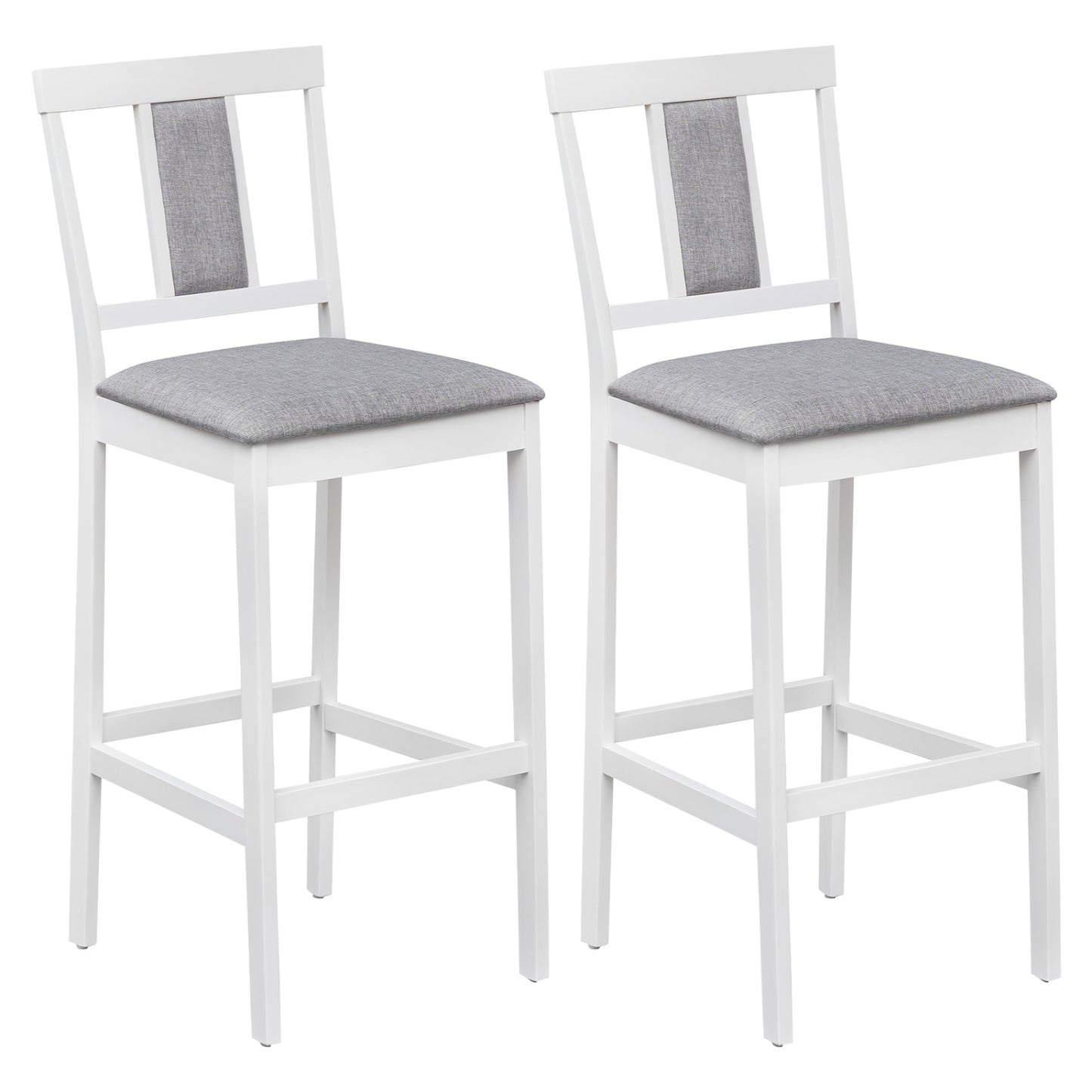 Set of 2 Upholstered Barstool 29.5 Inch Bar Height with Solid Rubber Wood Frame