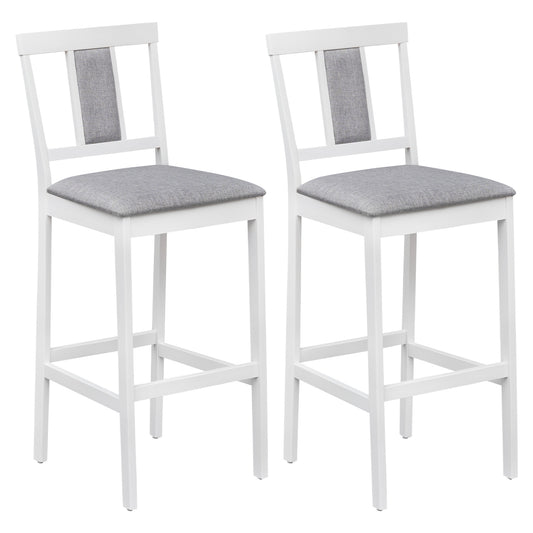 Set of 2 Upholstered Barstool 29.5 Inch Bar Height with Solid Rubber Wood Frame