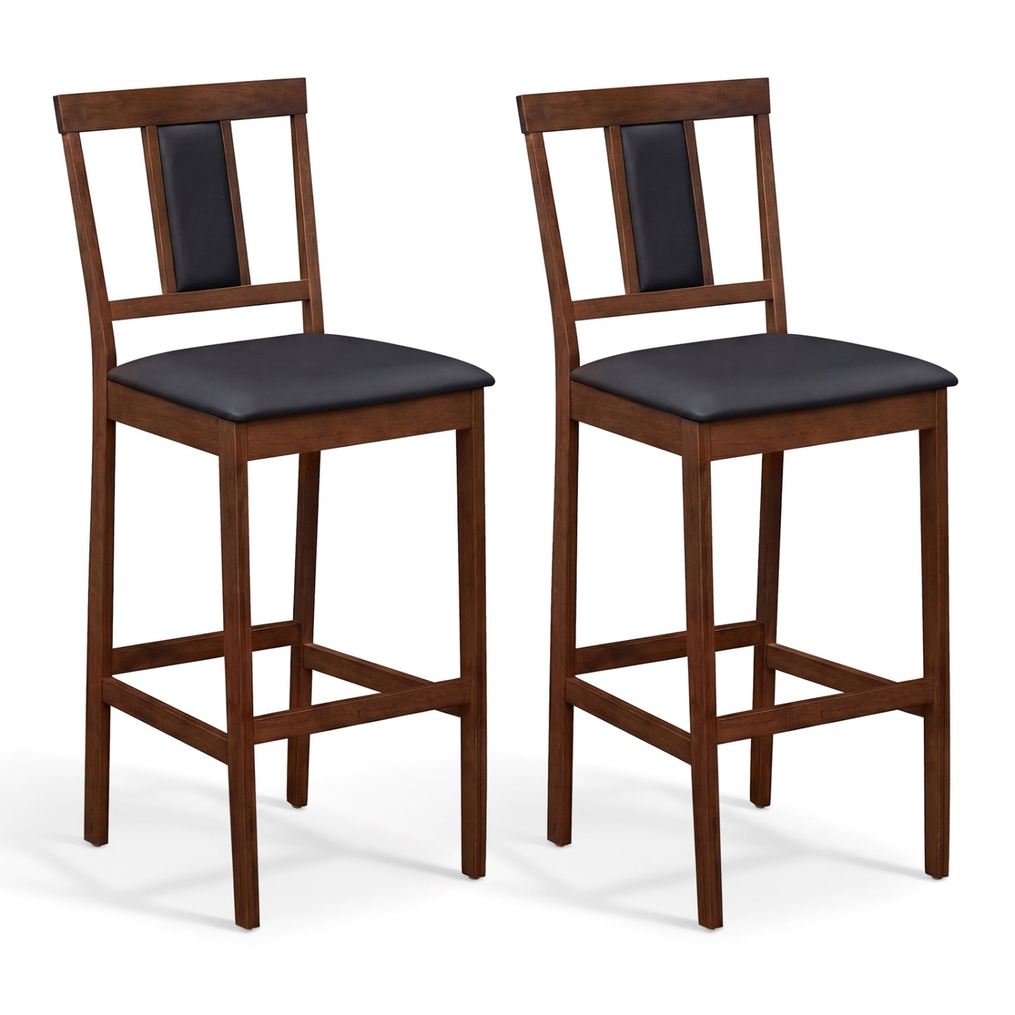 Set of 2 Upholstered Barstool 29.5 Inch Bar Height with Solid Rubber Wood Frame