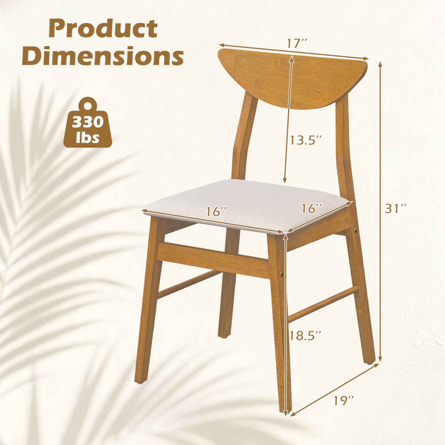 Upholstered Dining Chairs Set of 2 with Curved Backrest