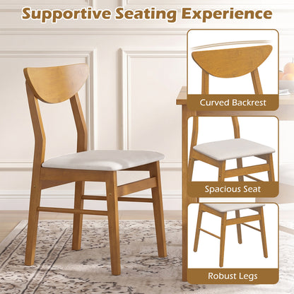 Upholstered Dining Chairs Set of 2 with Curved Backrest