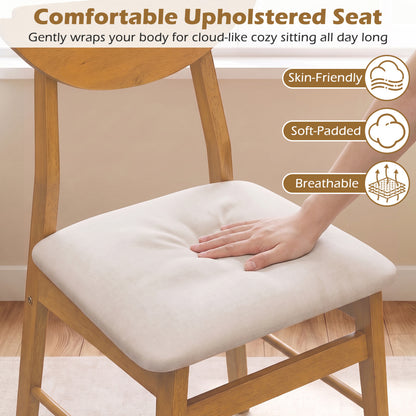 Upholstered Dining Chairs Set of 2 with Curved Backrest