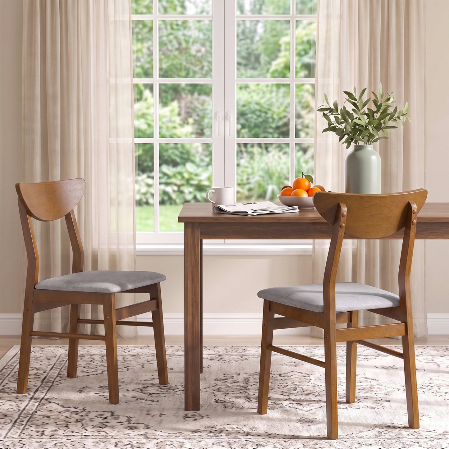 Upholstered Dining Chairs Set of 2 with Curved Backrest