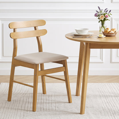 Upholstered Dining Chairs Set of 2 with Solid Wood Legs