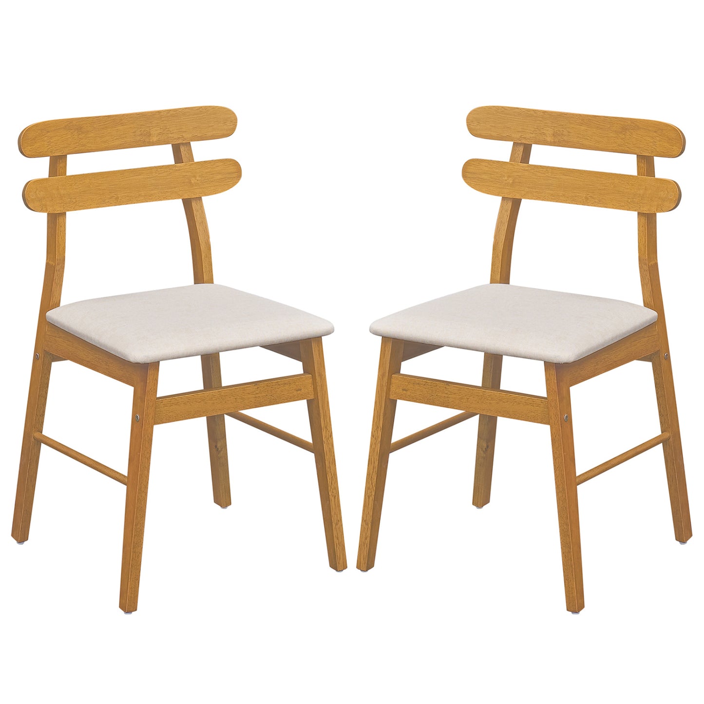 Upholstered Dining Chairs Set of 2 with Solid Wood Legs