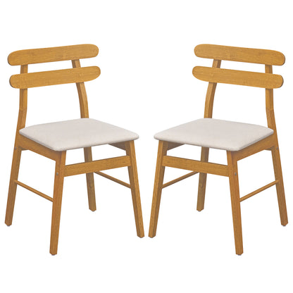 Upholstered Dining Chairs Set of 2 with Solid Wood Legs