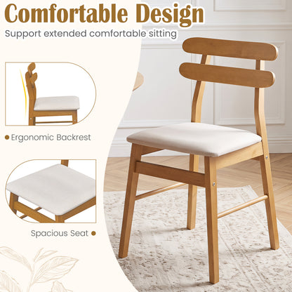 Upholstered Dining Chairs Set of 2 with Solid Wood Legs