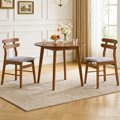 Upholstered Dining Chairs Set of 2 with Solid Wood Legs