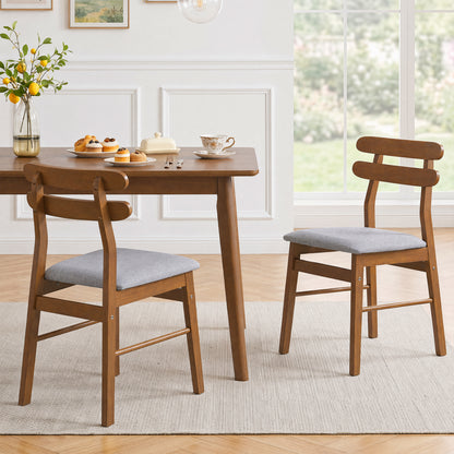 Upholstered Dining Chairs Set of 2 with Solid Wood Legs