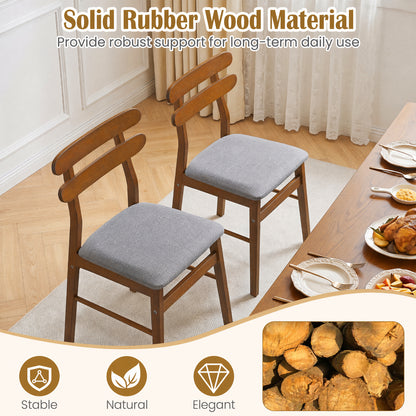 Upholstered Dining Chairs Set of 2 with Solid Wood Legs