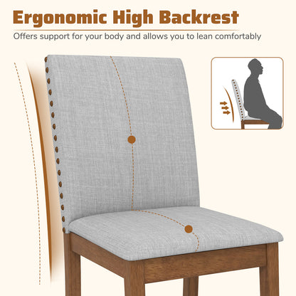 Set of 2 Upholstered Dining Chairs with Padded Seat for Living Room-Walnut