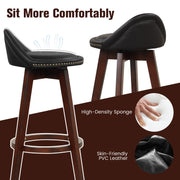 2 Pieces Cushioned Swivel Bar Stool Set with Low Back-Black