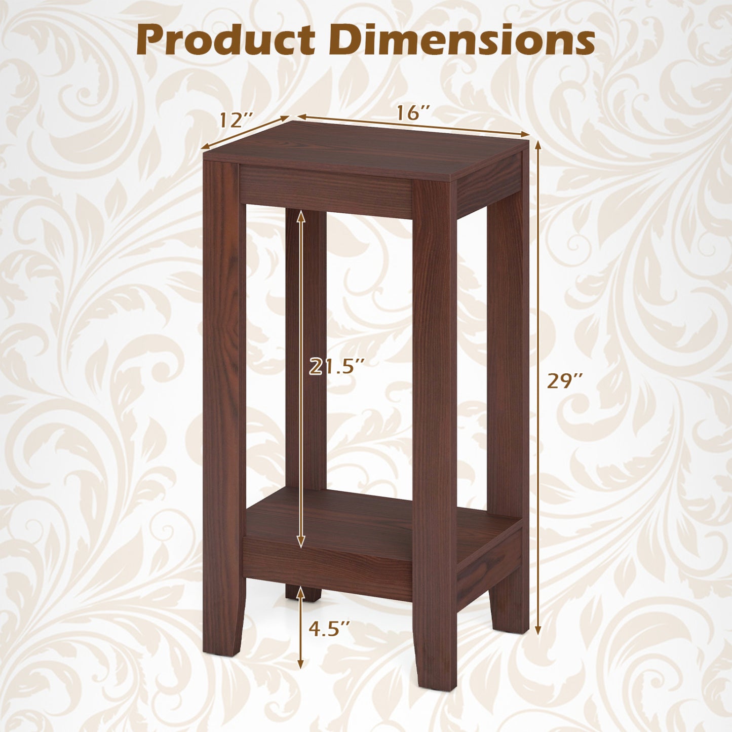 2-Tier End Tables with Storage Shelf, Set of 2