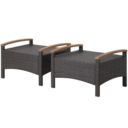 Wicker Patio Ottoman Set of 2 with Cushion
