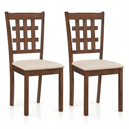 Set of 2 Wood Kitchen Chairs with Faux Leather Upholstered Seat-Gray - Coffee