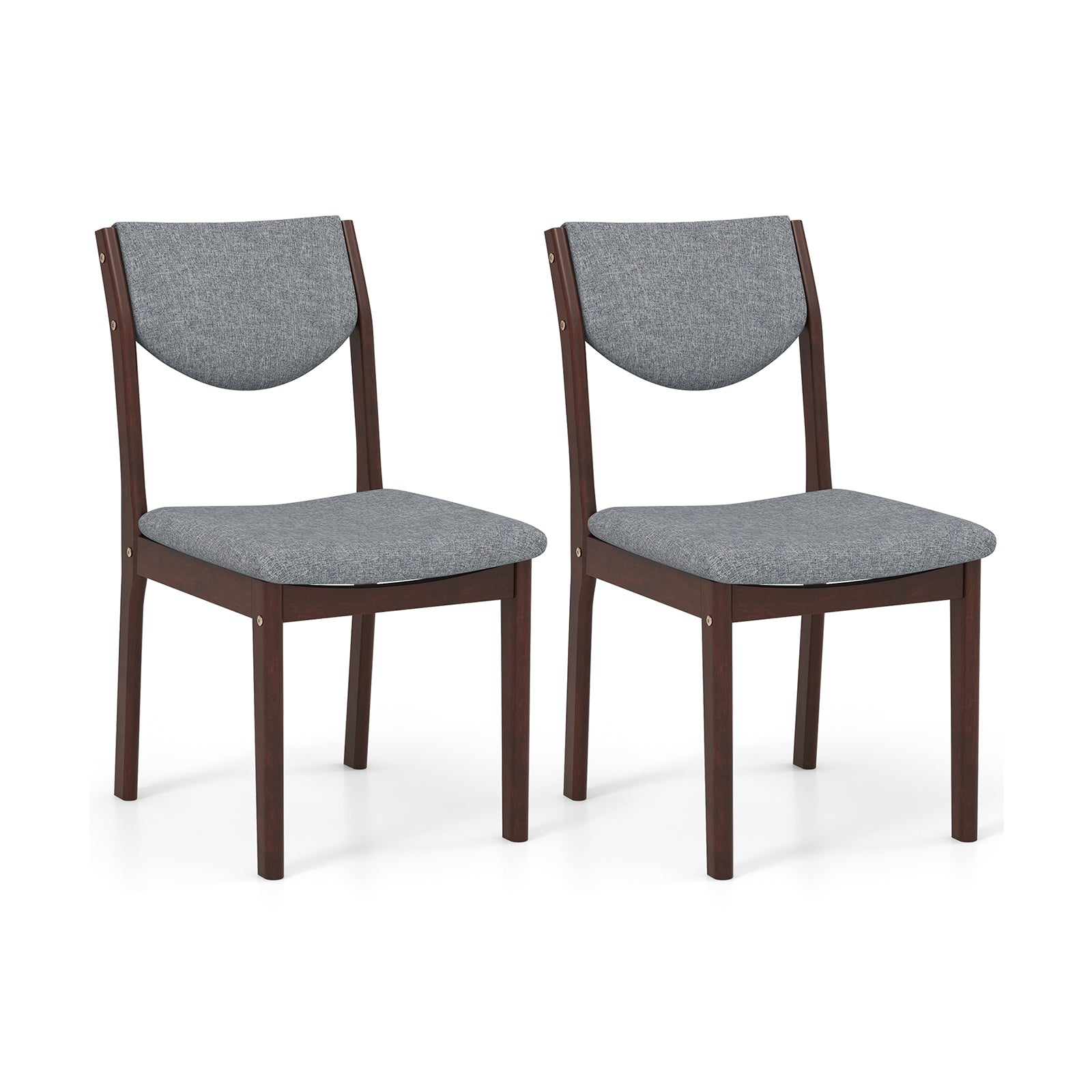 Set of 2 Wood Kitchen Chairs with Faux Leather Upholstered Seat-Gray - Gray