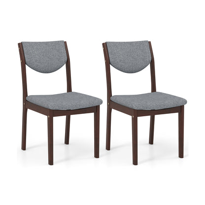 Set of 2 Wood Kitchen Chairs with Faux Leather Upholstered Seat-Gray - Gray