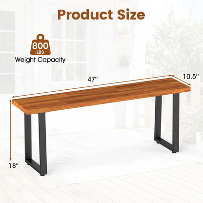 Acacia Wood Patio Bench Set of 2, 47.5" Outdoor Dining Bench