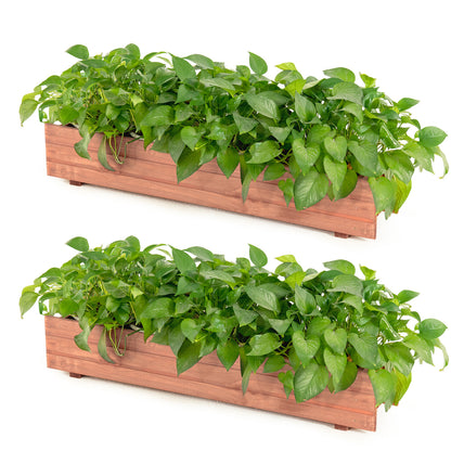 Wooden Raised Garden Bed Planter Box Set of 2 - Brown
