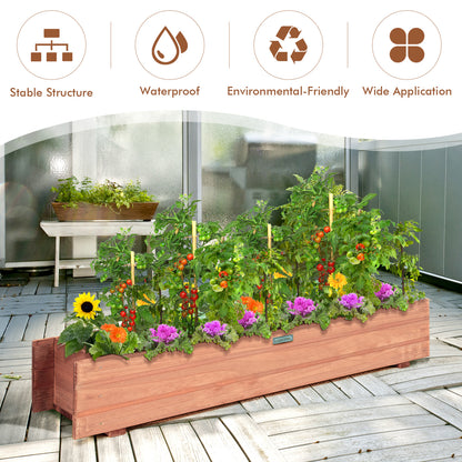 Wooden Raised Garden Bed Planter Box Set of 2 - Brown