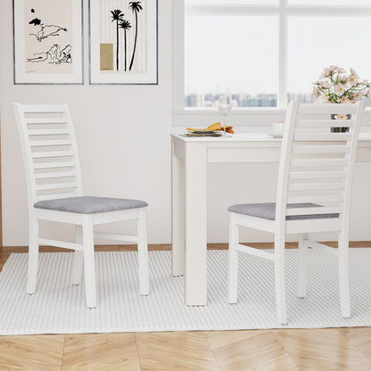 Set of 2 Wooden Dining Chair with Rubber Wood Legs for Living Room-White