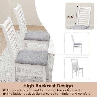 Set of 2 Wooden Dining Chair with Rubber Wood Legs for Living Room-White